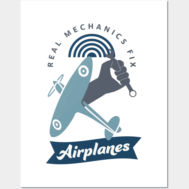 Airplane Mechanic Aircraft Technician Fun Wall Art by Foxxy Merch